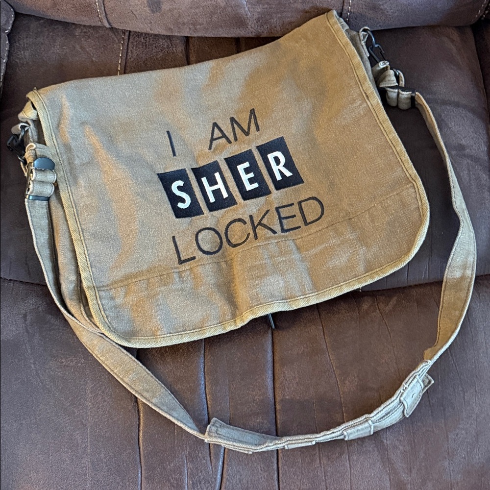 Rothco Brown Canvas Messenger Bag "I Am Sher Locked"